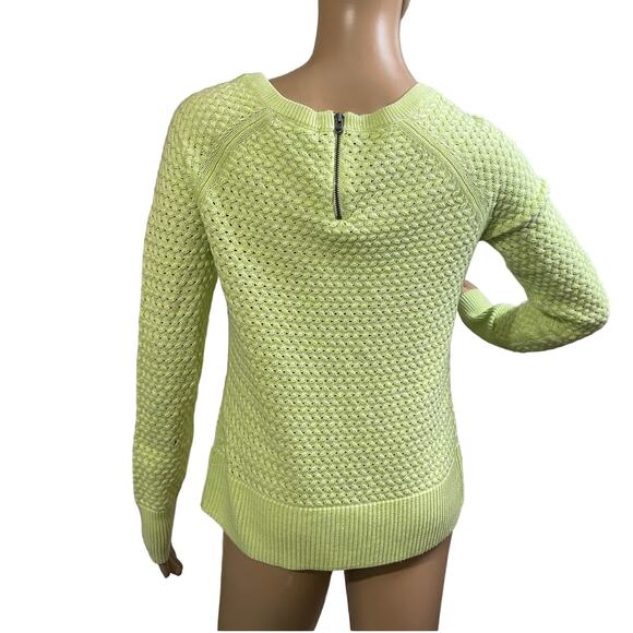 American Eagle Large Neon Open Cable Knit Sweater with Exposed Zipper  Y2K Style - Picture 4 of 10